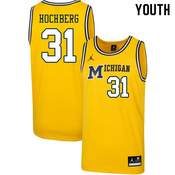Youth #31 Harrison Hochberg Michigan Wolverines College Basketball Jerseys Stitched Sale-Retro - Click Image to Close